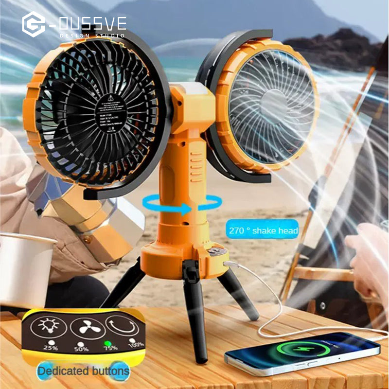 G-OUSSVE|360-Degree Rotating Dual-Head Fan with Oscillation