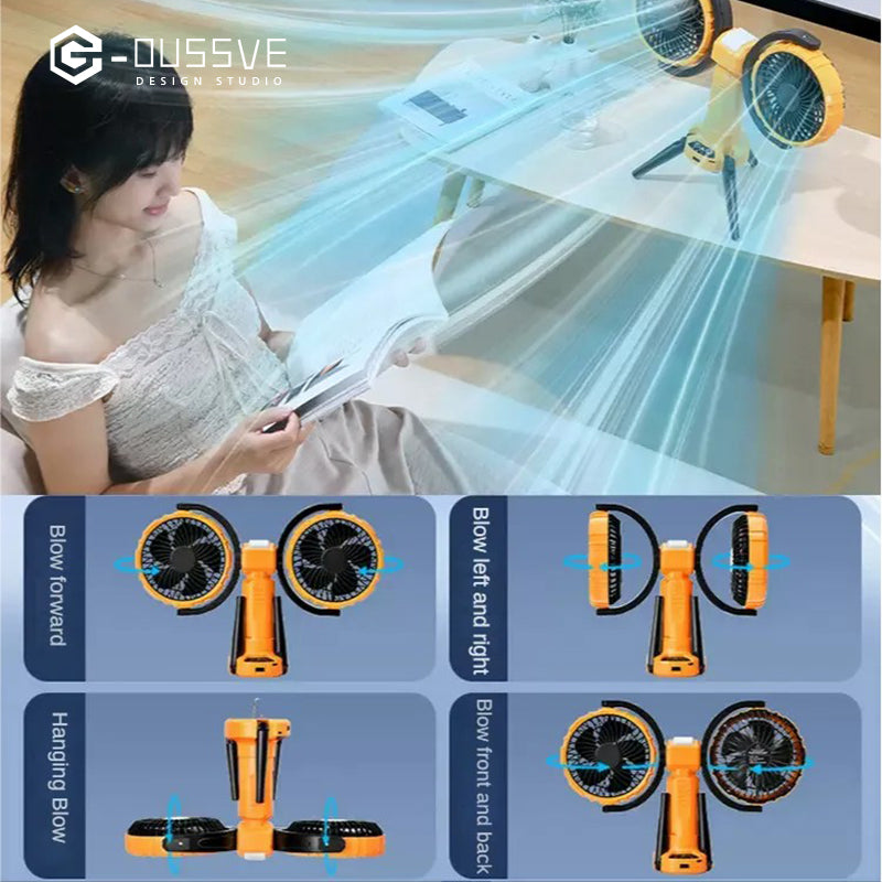 G-OUSSVE|360-Degree Rotating Dual-Head Fan with Oscillation