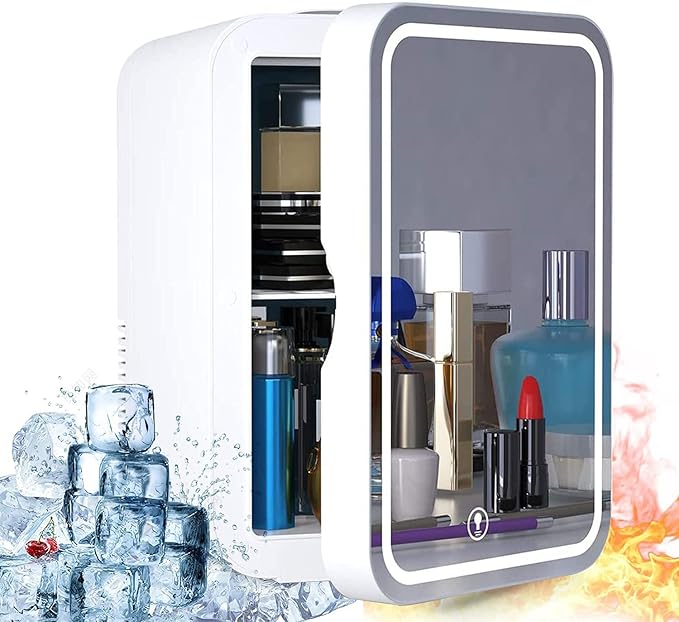 Arabest 8L Mini Makeup Fridge with LED Light Mirror
