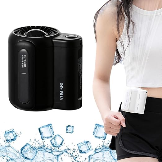 Portable Waist Fan Rechargeable,3 Speeds Strong Airflow (Black)