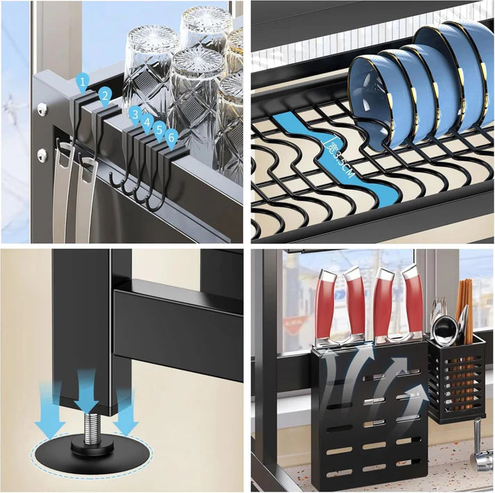 Premium Quality Heavy Duty Over The Sink Dish Drying Stand 3 Tier
