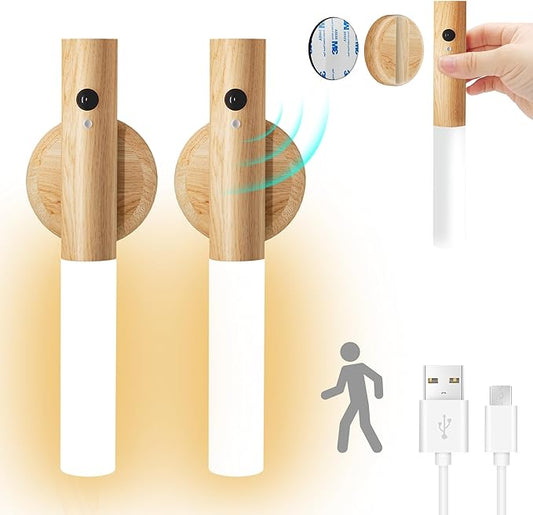 Wooden Wall Light with Motion Sensor