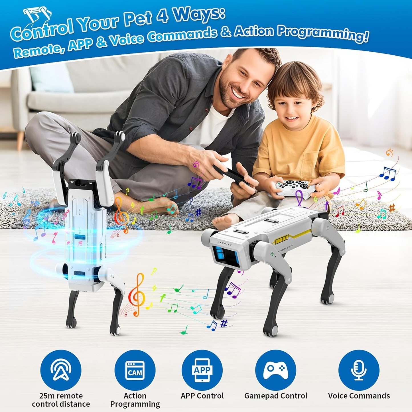 Dingdongwu Smart Robot Dog - Interactive STEM Pet with Voice Control, 30+ Actions